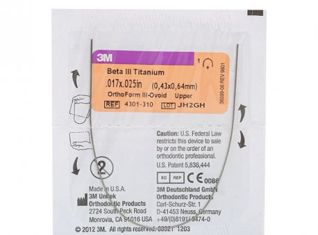 Дуга титано-молибденовая Unitek Beta III (ТМА) .016x.022 НЧ  ФIII 3М